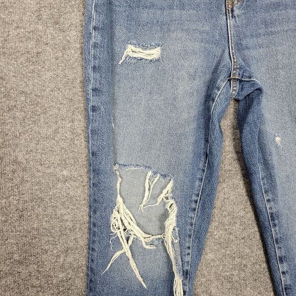 BDG Slim Straight Button Fly Cropped Distressed Denim Blue Jeans SIZE 32 - Picture 4 of 11